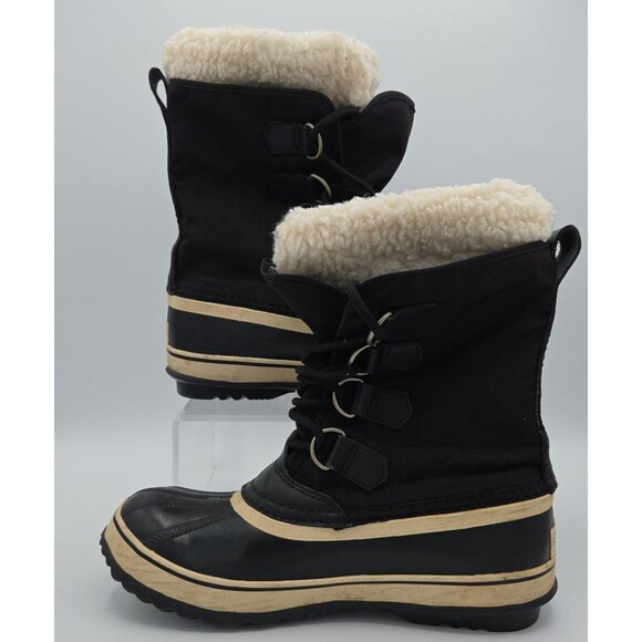 Sorel Womens Size 7.5 Black Caribou Sherpa Waterproof Winter Boots EUC - Picture 2 of 9